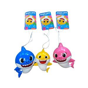 Pinkfong Baby Shark Christmas Ornaments Set Of 3 - Blue Yellow & Pink With Tags